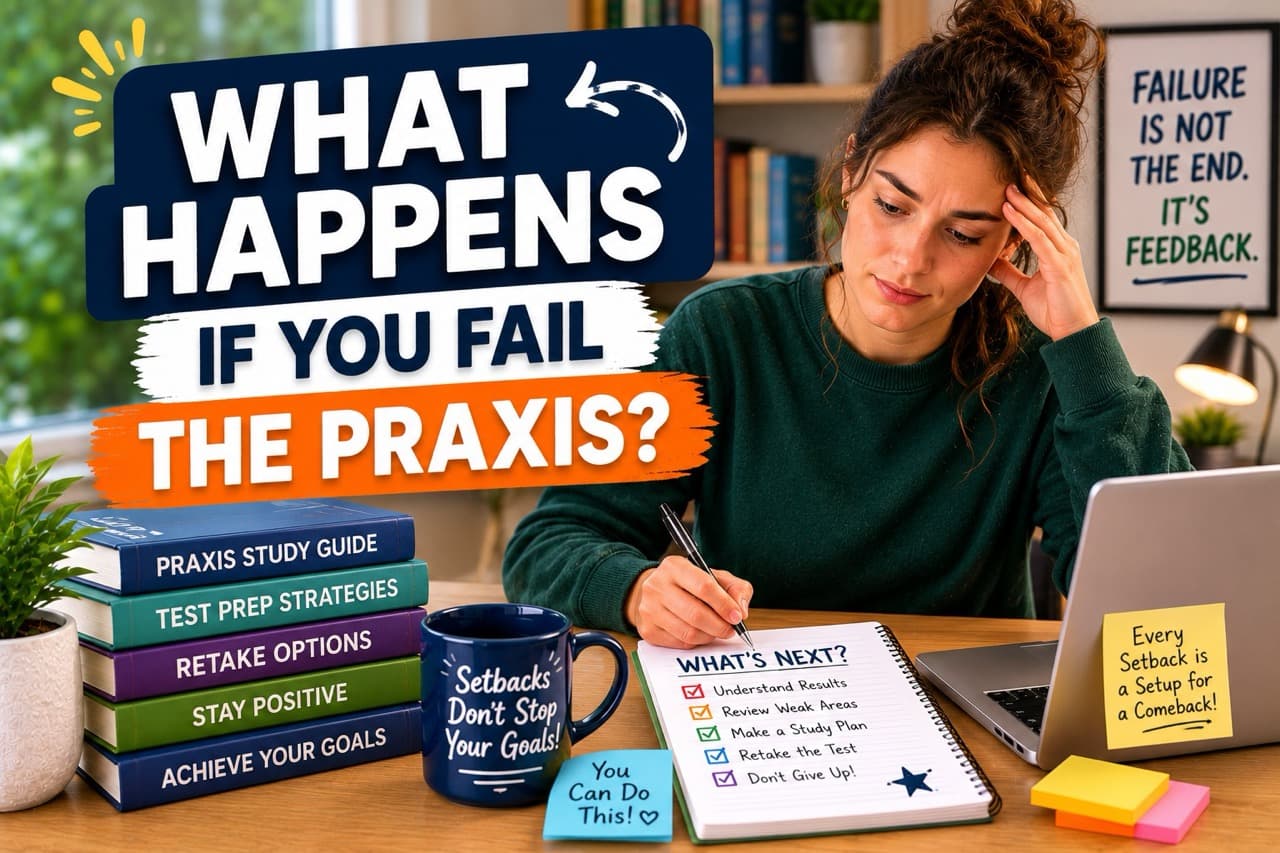 Student reviewing a Praxis score report and planning a retake strategy