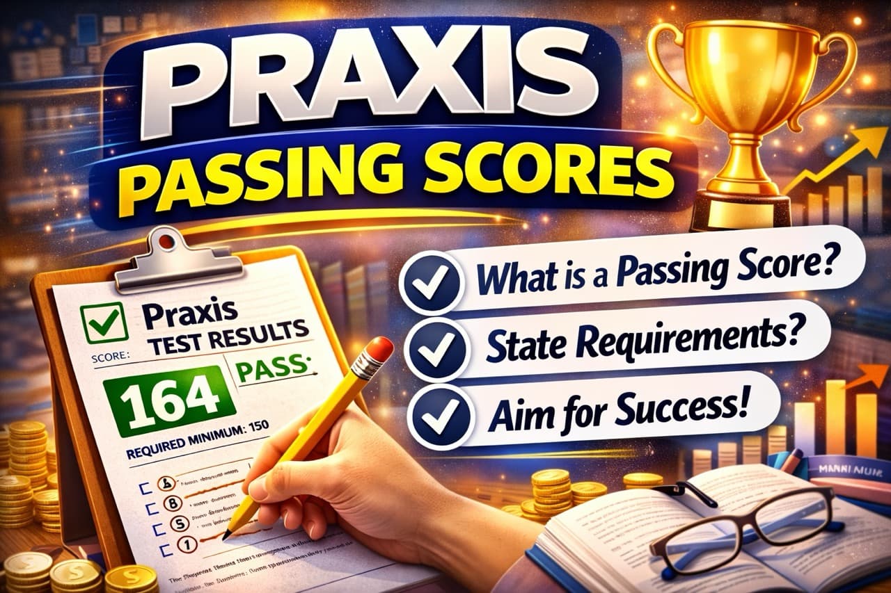 Praxis passing scores by state and exam - student reviewing cut score chart with tutor