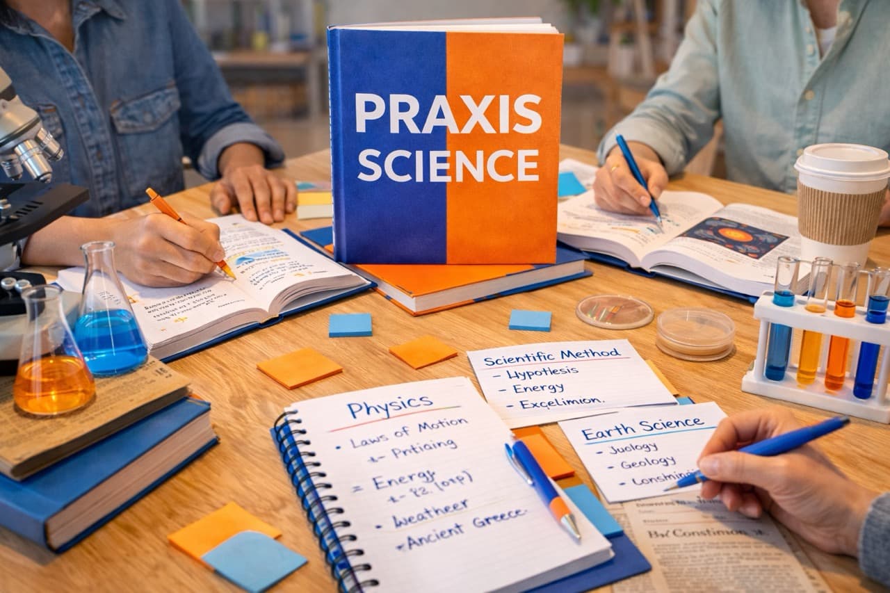 Praxis Science exam preparation strategies - student studying science content with tutor